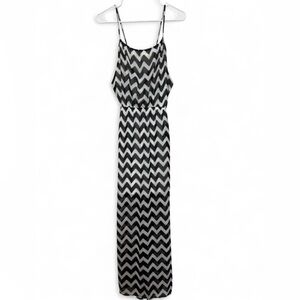 Women's Rachel‎ Kate Black And White Chevron Maxi Dress Small Lightweight Y2K